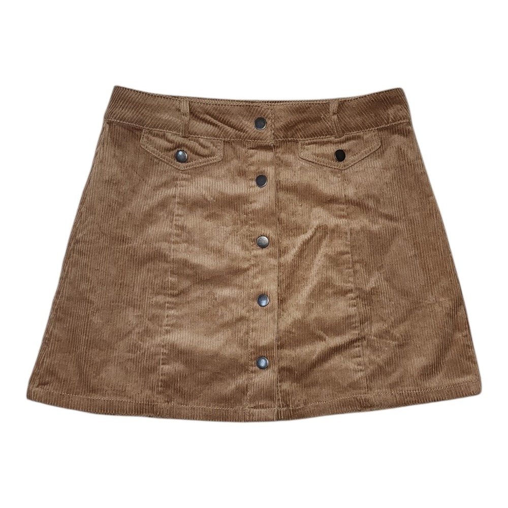 Love Tree Skirt Womens Size M Medium Brown Corduroy Neutral Button Front Mini